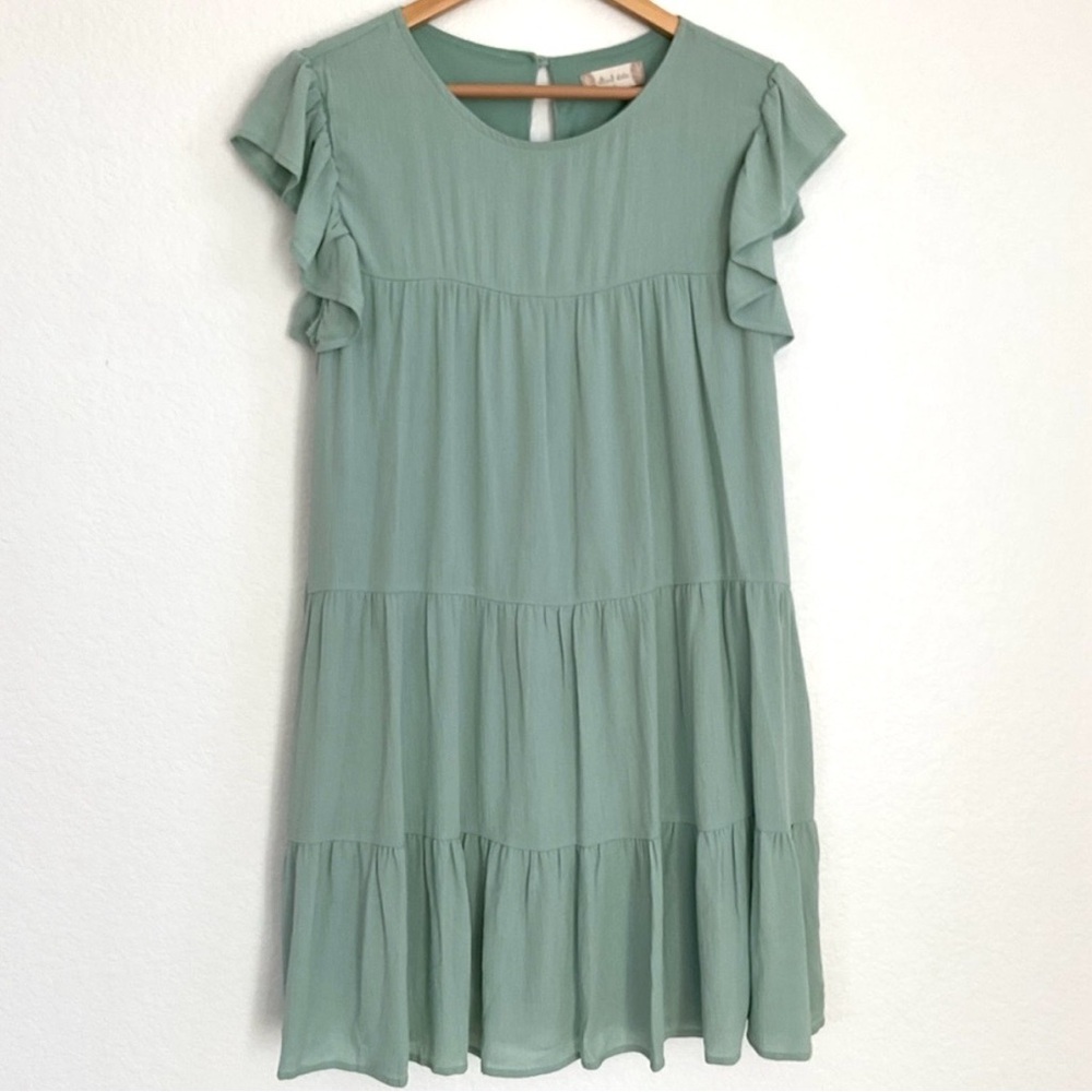 ALTAR’D STATE • Tiered Mini Dress Soft Green • Large
